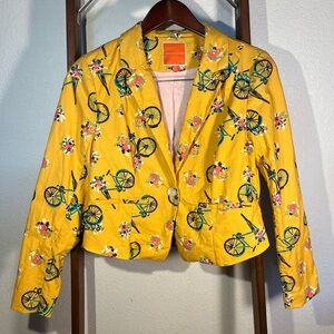 Unique printed blazer with bicycles by ModCloth